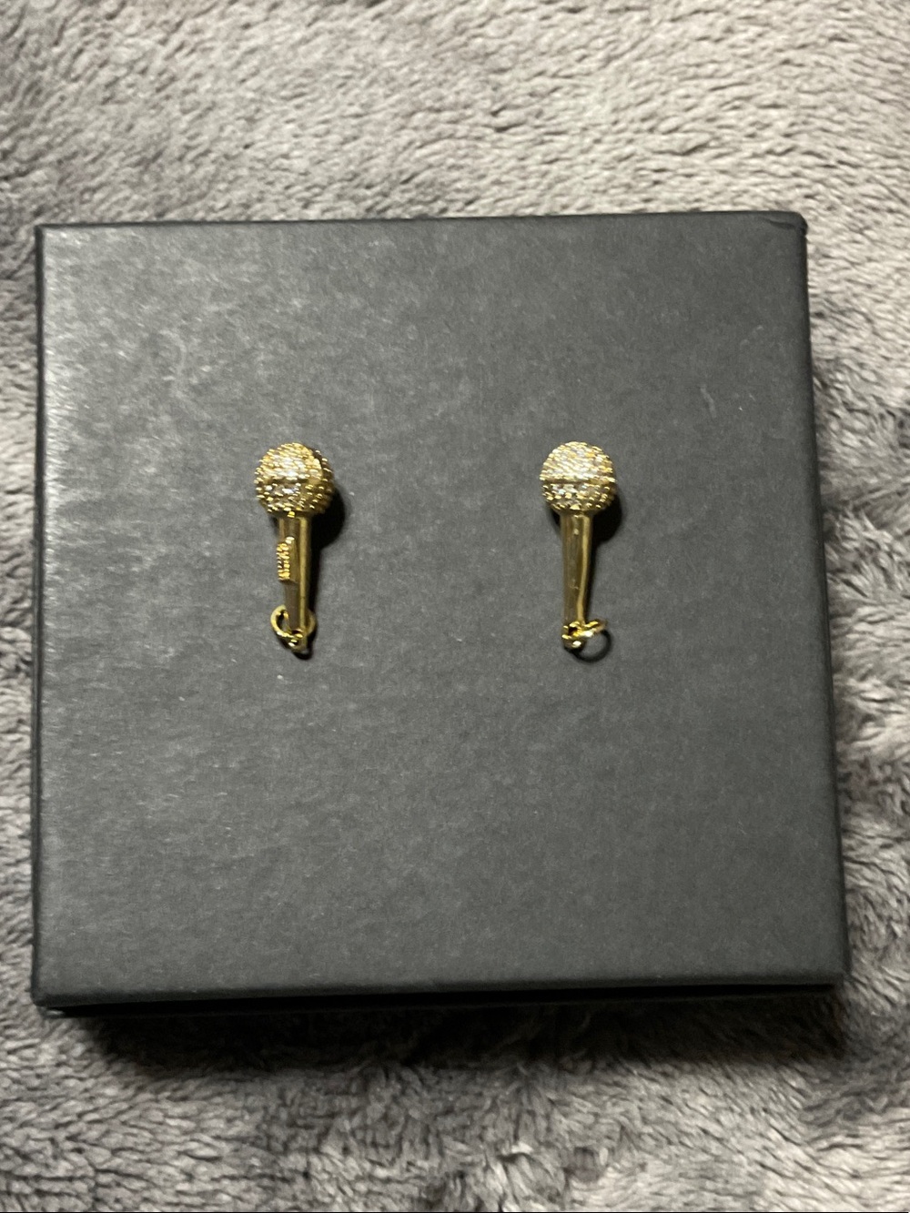 2 Gold-Tone Pave microphone charms